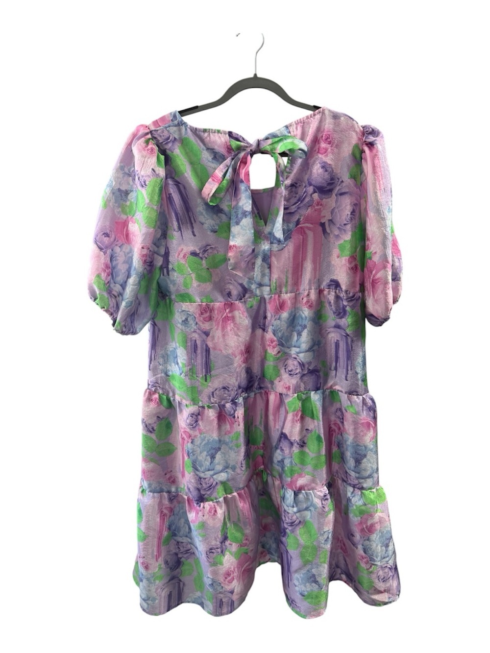 Urban Outfitters CRAS Pastel Floral cottagecore puff Sleeve Midi Dress XL - Picture 6 of 10